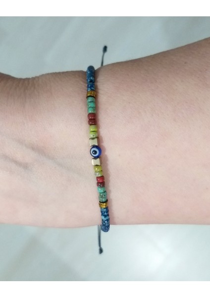 Minik Nazar Boncuklu Hematit Doğaltaşlı Desenli Miyuki Round Boncuklu Bileklik indirimleri