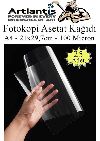 Asetat Kağıdı Pvc A4 25 Adet 100 Micron Fotokopi Asetatı Şeffaf A4 Kağıdı 21X29,7 Projektör Tepegöz