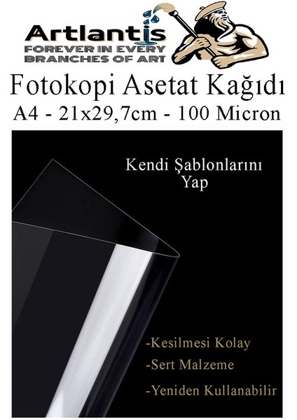 Asetat Kağıdı Pvc A4 25 Adet 100 Micron Fotokopi Asetatı Şeffaf A4 Kağıdı 21X29,7 Projektör Tepegöz