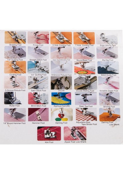 32 Parça Ev Tipi Dikiş Makinesi Ayak Seti modelleri