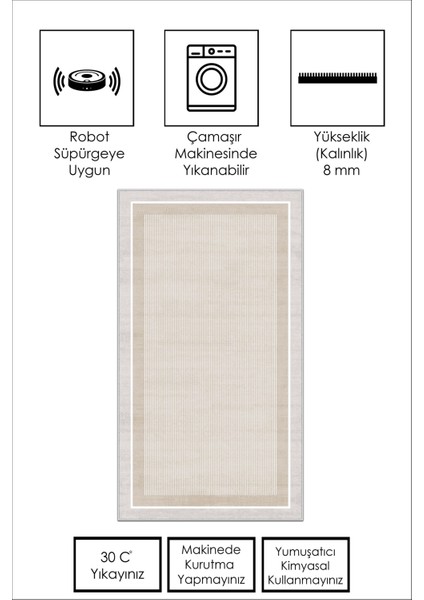Makinede Yıkanabilir Kaymaz Taban Leke Tutmaz Bej Çizgili Salon Halısı Mutfak Halısı ve Yolluk fiyatları