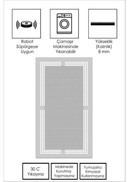 Makinede Yıkanabilir Kaymaz Taban Leke Tutmaz Gri Çizgili Salon Halısı Mutfak Halısı ve Yolluk fiyatları
