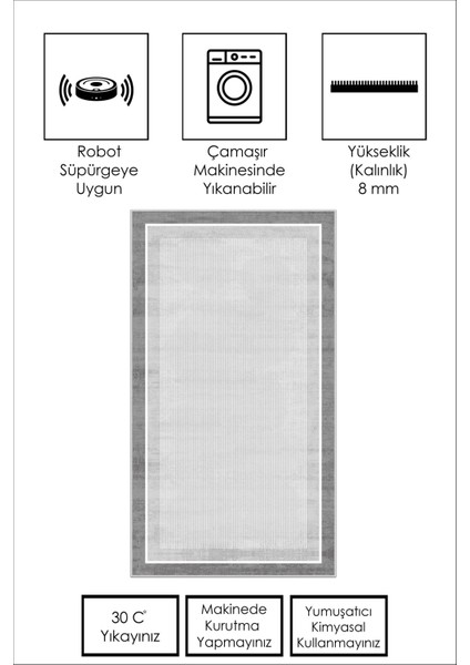 Makinede Yıkanabilir Kaymaz Taban Leke Tutmaz Gri Çizgili Salon Halısı Mutfak Halısı ve Yolluk fiyatları