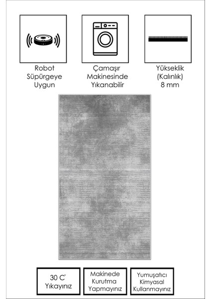 Makinede Yıkanabilir Kaymaz Taban Leke Tutmaz Gri Salon Halısı Mutfak Halısı ve Yolluk fiyatları