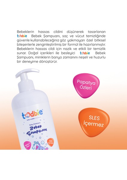 500 ml Bebek Saç & Vücut Şampuanı, Yeni Doğan, Göz Yakmayan,Boyasız,Alkolsüz,Parabensiz,Sles içermeyen