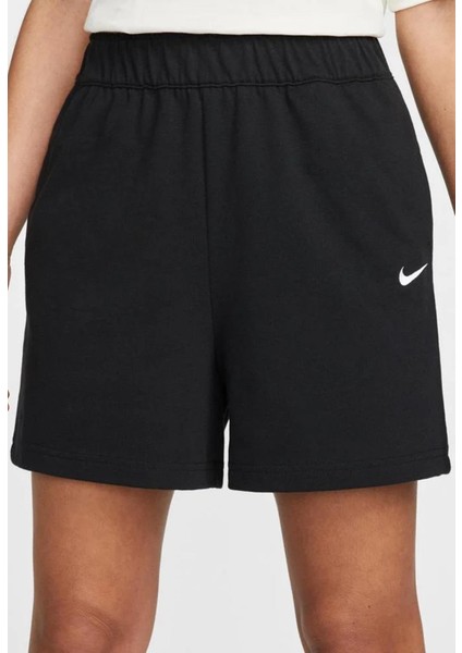 Sportswear Essential Loose Fit Jersey Shorts Bol Kesim Ağır Modal Kadın Şort Siyah fırsatları