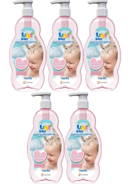 Bebek Kolay Tarama Saç ve Vücut Şampuanı 700ML (Pompalı) (5 Li Set)