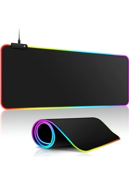 Siyah Zemin Rgb Ledli Gaming Mouse Pad Rgb Oyuncu Mouse Pad 80X30 cm - FC486