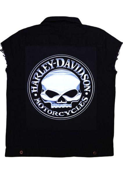 Harley Skull Motorcycles Siyah Kot Yelek