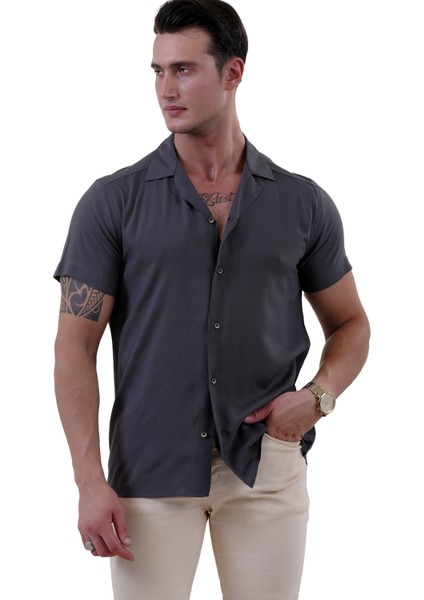 Haki Yeşil Doğal Viskon Nefes Alan Hawaii Rahat Kesim Kısakol Yazlık Gömlek fiyatları