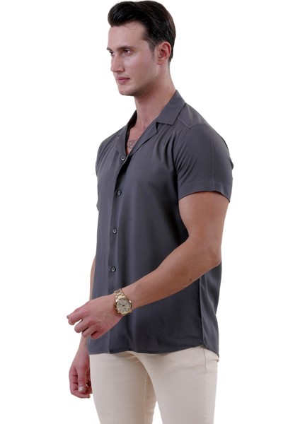 Haki Yeşil Doğal Viskon Nefes Alan Hawaii Rahat Kesim Kısakol Yazlık Gömlek modelleri