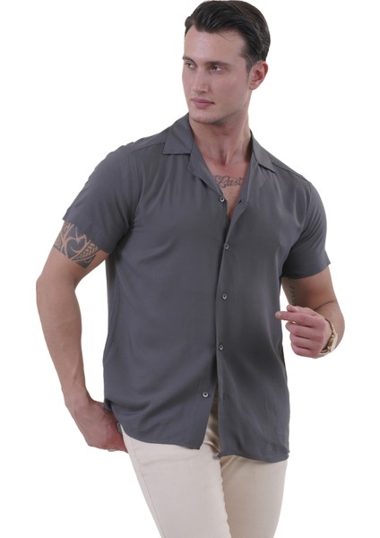 Haki Yeşil Doğal Viskon Nefes Alan Hawaii Rahat Kesim Kısakol Yazlık Gömlek indirimleri