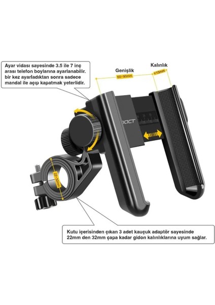 ÖREL Bisiklet Bisiklet Telefon Tutacağı Kilit Mandallı Güçlendirilmiş Gövde Bisiklet Telefon Tutucu Motorsiklet
