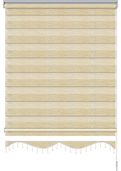 Soft Bamboo Krem Beyaz Kırçıllı Zebra Perde ( Etek Boncuklu ) fiyatları