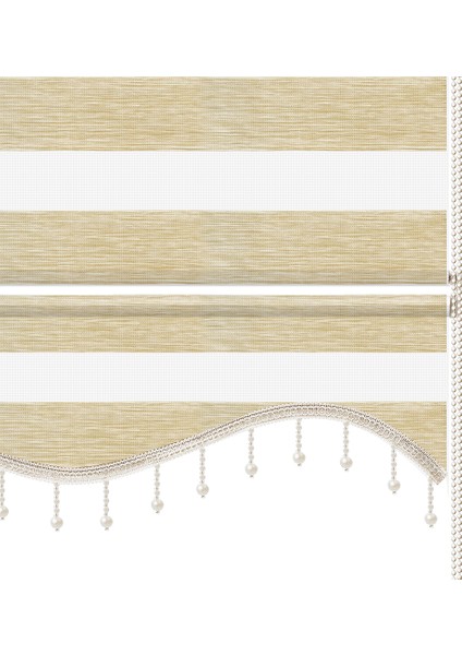 Soft Bamboo Krem Beyaz Kırçıllı Zebra Perde ( Etek Boncuklu ) fırsatları