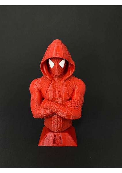 Spiderman Figür Kapşonlu Örümcek Adam Büst 17 cm