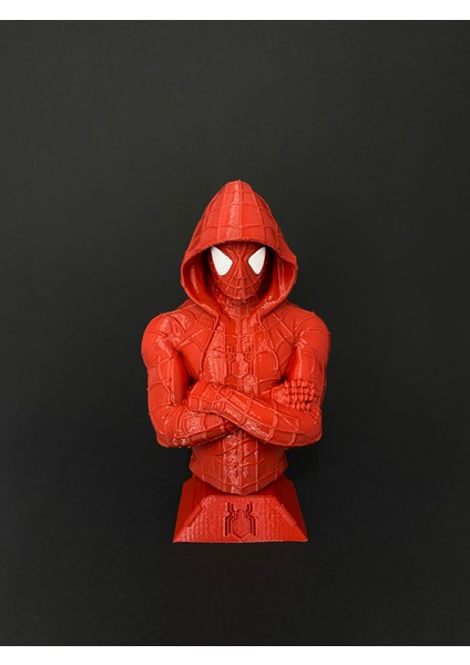 Spiderman Figür Kapşonlu Örümcek Adam Büst 17 cm