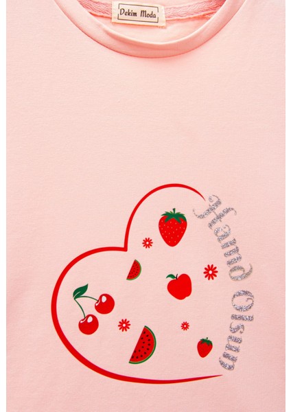 Kız Çocuk Kısa Kollu Tişört Bisiklet Yaka Islami Hamd Olsun Baskılı fiyatları