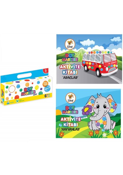 2’li Dot Marker Boyama Kitabı + Mini Dot Marker 6’lı Boya Kalemleri