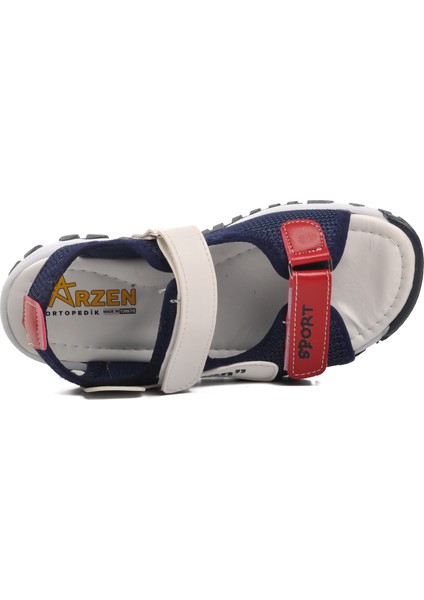 24-410-F Lacivert-Beyaz-Kırmızı Çocuk Sandalet