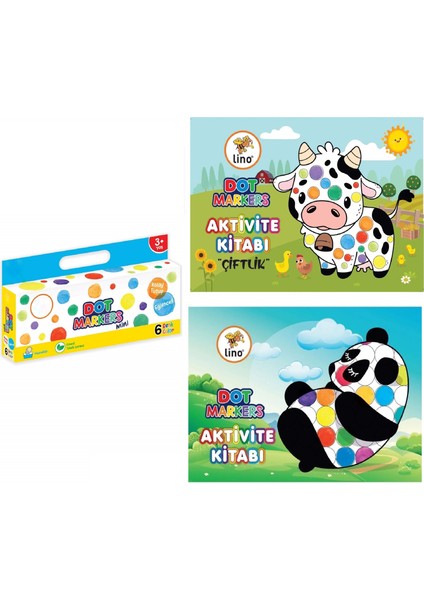 2’li Dot Marker Boyama Kitabı + Mini Dot Marker 6’lı Boya Kalemleri