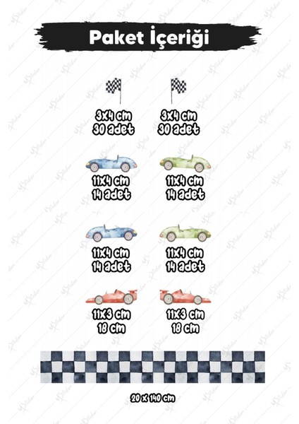 Dekoratif Yarış Arabaları ve Bordür Çocuk Odası Duvar Cam Kapı Sticker modelleri