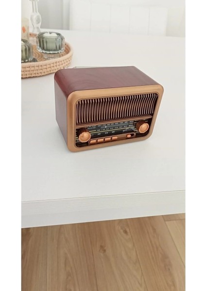 Mini Taşınabilir Şarjlı Nostaljik Radyo ve Bluetooth Hoparlör Usb,Sd Card