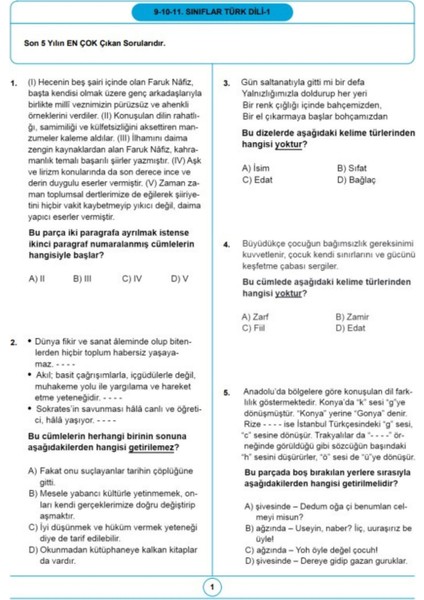 2025 9-10-11. Sınıf Bursluluk Sınav Seti (6 Fasikül Kitap)