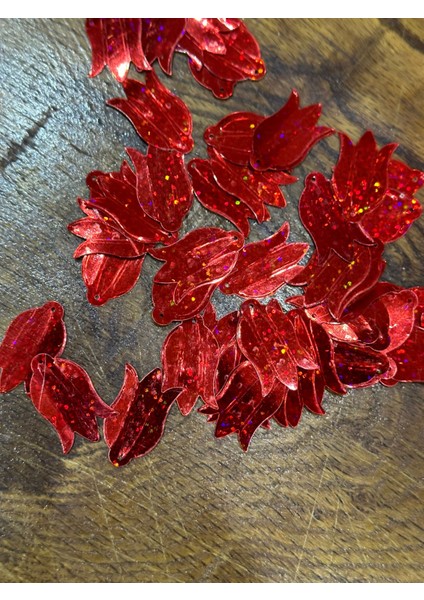 2x1.5 cm 50 Adet Lazer Kesim Lale Pul Payet Çanta Pulu