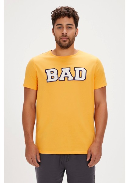 Felt Sarı Baskılı Erkek Tişört