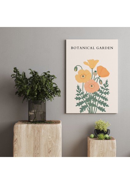 Minimalist Botanik Renkli Çiçekler Dekoratif Kanvas Tablo - Modern Duvar Dekorasyon Sanatı