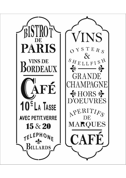 Stencil Sarayi Boyama Şablon Mutfak Obje ve Yazıları - 1231