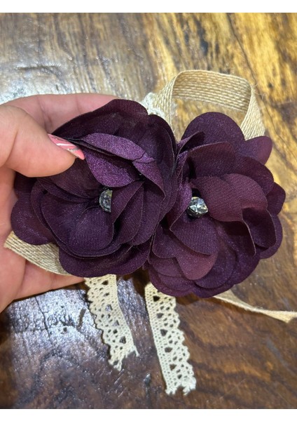 12X9 cm Çift Güllü Taşlı Tasarım Broş Yaka Iğnesi Giyim Aksesuarı