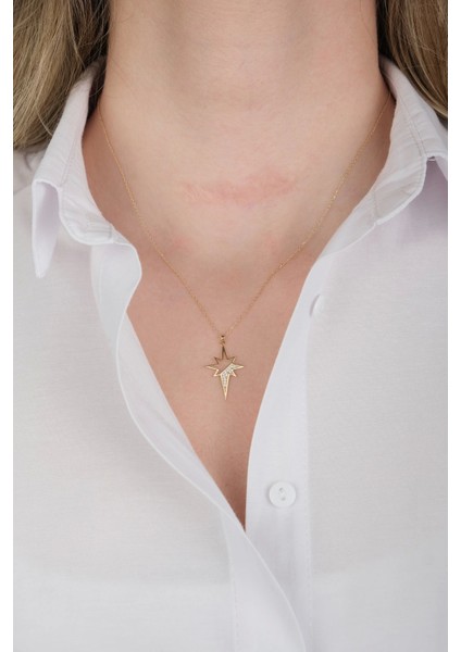 14 Ayar Altın Taşlı Kuzey Yıldızı Kolye fiyatları