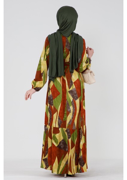 Açelya Eteği Volanlı Viskon Elbise-Sarı indirimleri