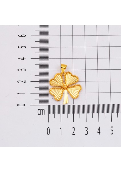 22 Ayar Işıltılı Yonca Altın Kolye 3 Cm. Çaplı indirimleri