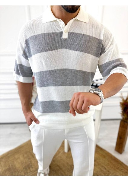 Tişört Örme Triko Tişört Nefes Alabilen Terletmez Oversize Tshirt Polo Yaka Salaş T-Shirt indirimleri