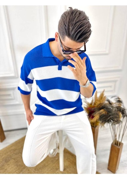 Tişört Örme Triko Tişört Nefes Alabilen Terletmez Oversize Tshirt Polo Yaka Salaş T-Shirt