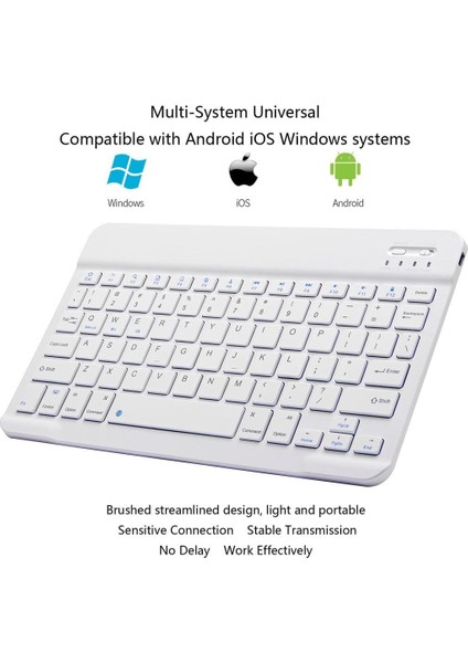 Concord Range Hs 7" Uyumlu Kablosuz Bluetooth Şarj Edilebilir Mini Q Klavye - Beyaz