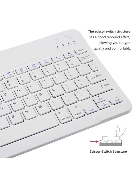 Concord Range Hs 7" Uyumlu Kablosuz Bluetooth Şarj Edilebilir Mini Q Klavye - Beyaz