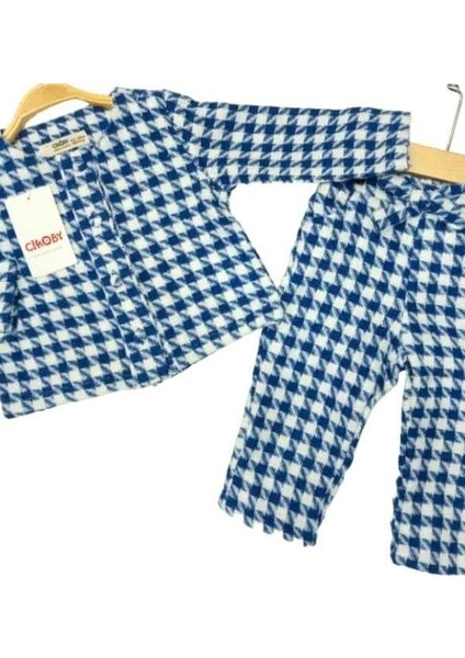 Kız Bebek Dokuma Kazayağı Desenli Ceketli Pantolon Takım modelleri