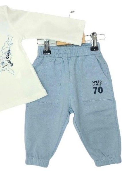 Erkek Bebek Kıta Baskılı Pamuklu Ince Uzun Kollu Mevsimlik Eşofman Takım indirimleri