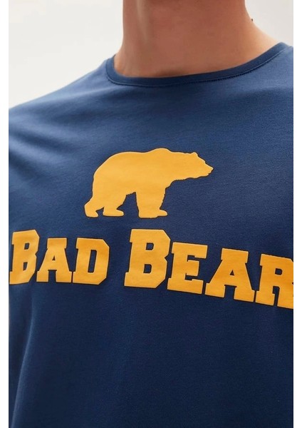 Bad Bear Tee T-Shirt Indigo Mavi Logo Baskılı Erkek Tişört