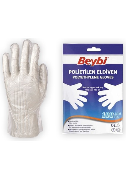 Beybi Şeffaf Poşet Eldiven 1. Kalite (1 Paket - 100 Adet) (Polietilen)