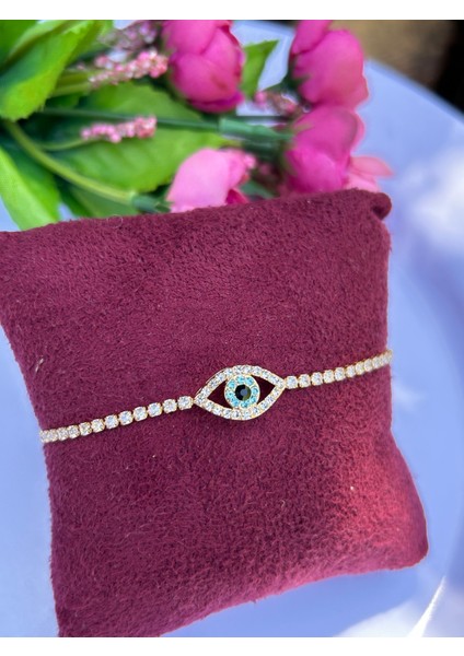 Kadın Kararmaz Asansörlü Nazar Taşlı Kadın Ince Zarif Bileklik Edit indirimleri