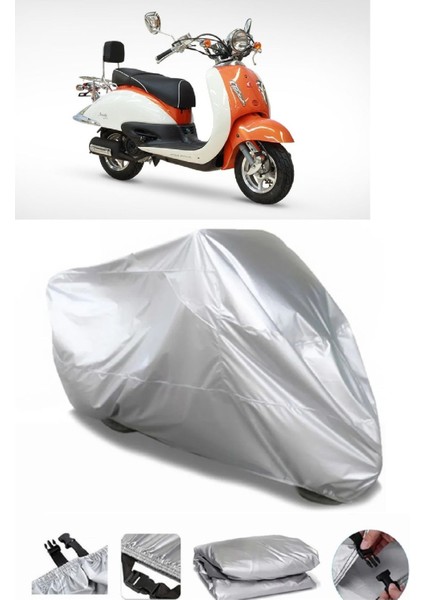 Asya As 125 Gri Su Geçirmez Motosiklet Brandası Premium