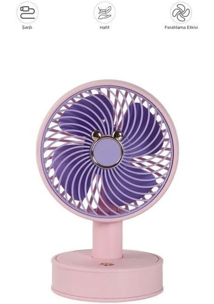 F-08 Beyaz Pembe Ayarlanabilir Sessiz Mini Fan Vantilatör Masa Fan