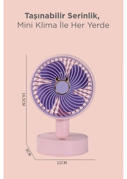 F-08 Beyaz Pembe Ayarlanabilir Sessiz Mini Fan Vantilatör Masa Fan