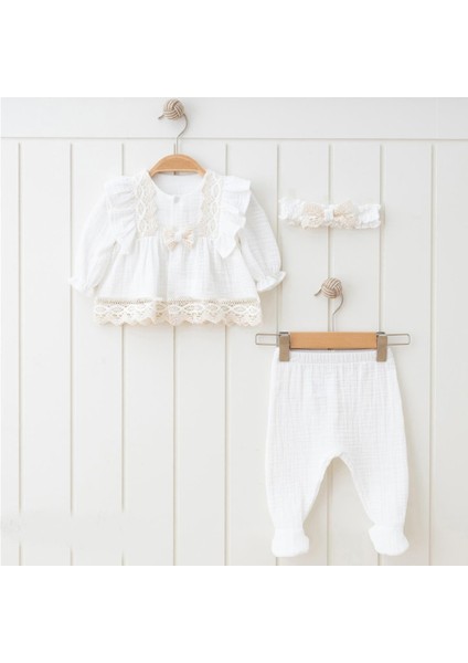 My Baby 3'lü Müslin Kız Bebek Takım ( 0 - 3 Ay )