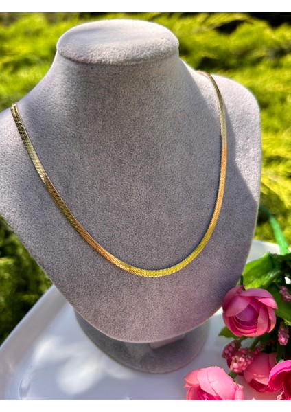 BYM553 Kadın Çelik ince Model Balık Sırtı Kararmaz Rose Gold İtalyan Zinciri Kolye